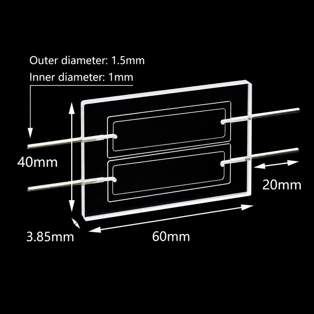 (MQQFC125) Dual-Channel Quartz Flow Cell, 0.25 mm Path, 40 × 10 × 0.25 mm Chamber