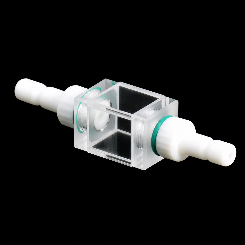 White threaded flow cuvette connector