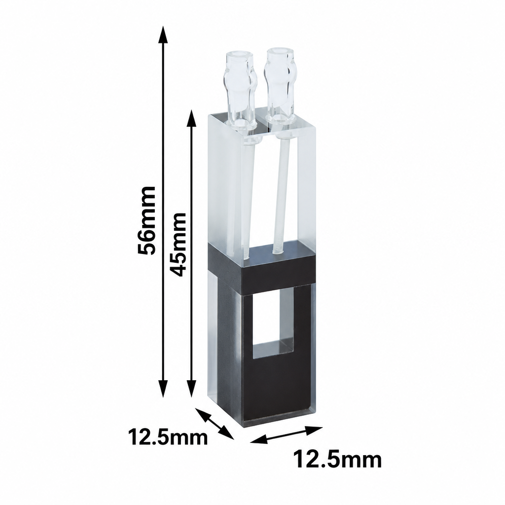 (MQQFC086) Quartz Micro Flow Cell, Window Dimensions: 6.5 × 10 mm, Two-Side Light-Transmitting Design