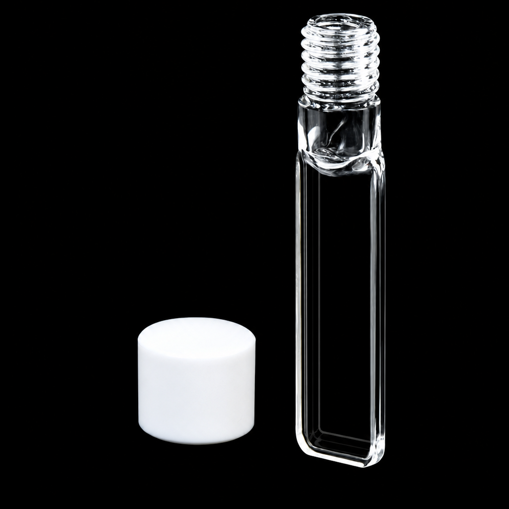 (MQQFL012) Quartz Fluorescence Cuvette, Path Length: 0.1 mm, Four-Side Light-Transmitting Design, Screw Cap, 1 Piece