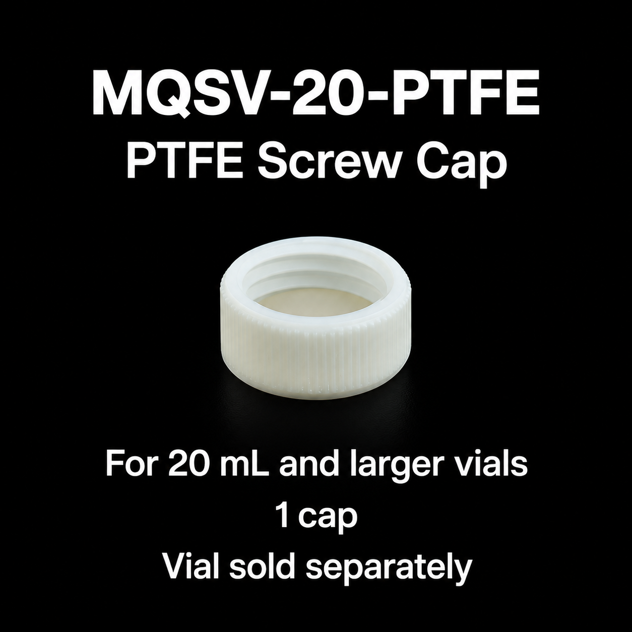 PTFE Screw Cap for 20 mL and larger vials on a black background