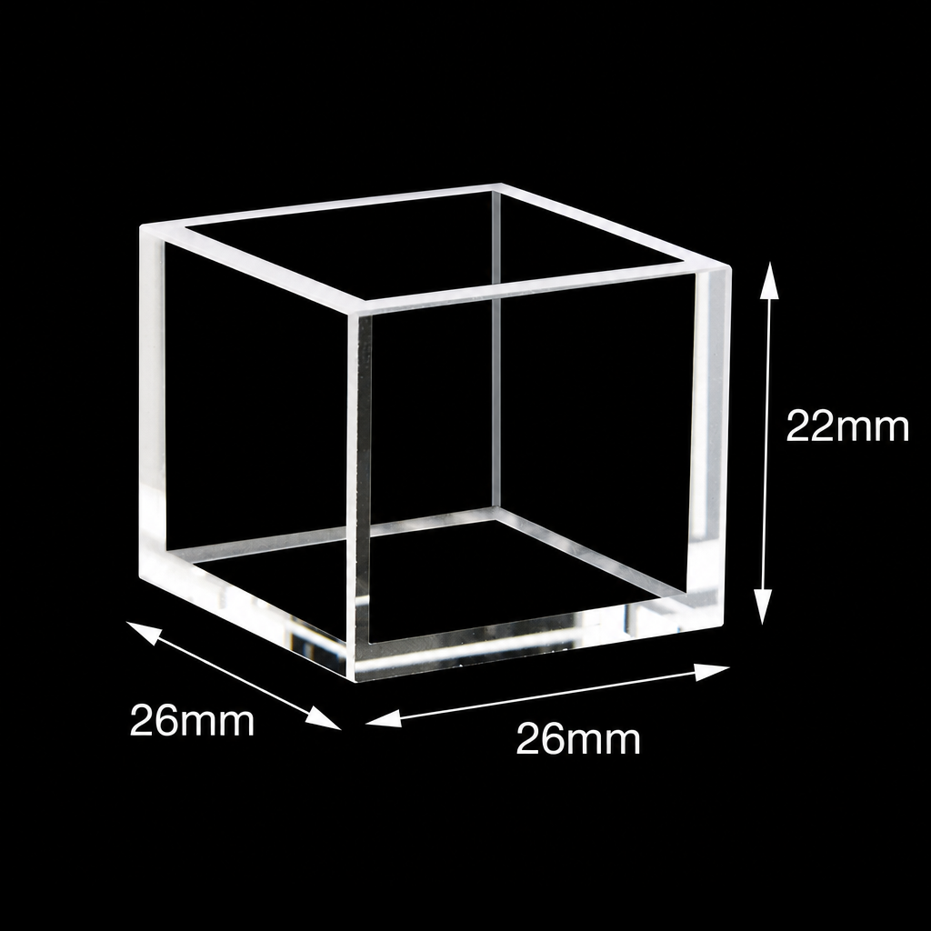 (MQQFL065) JGS-1 Quartz Fluorescence Cuvette, 22 mm Path, 7 mL, 26 × 26 × 26 mm, No Lid, 1 Piece