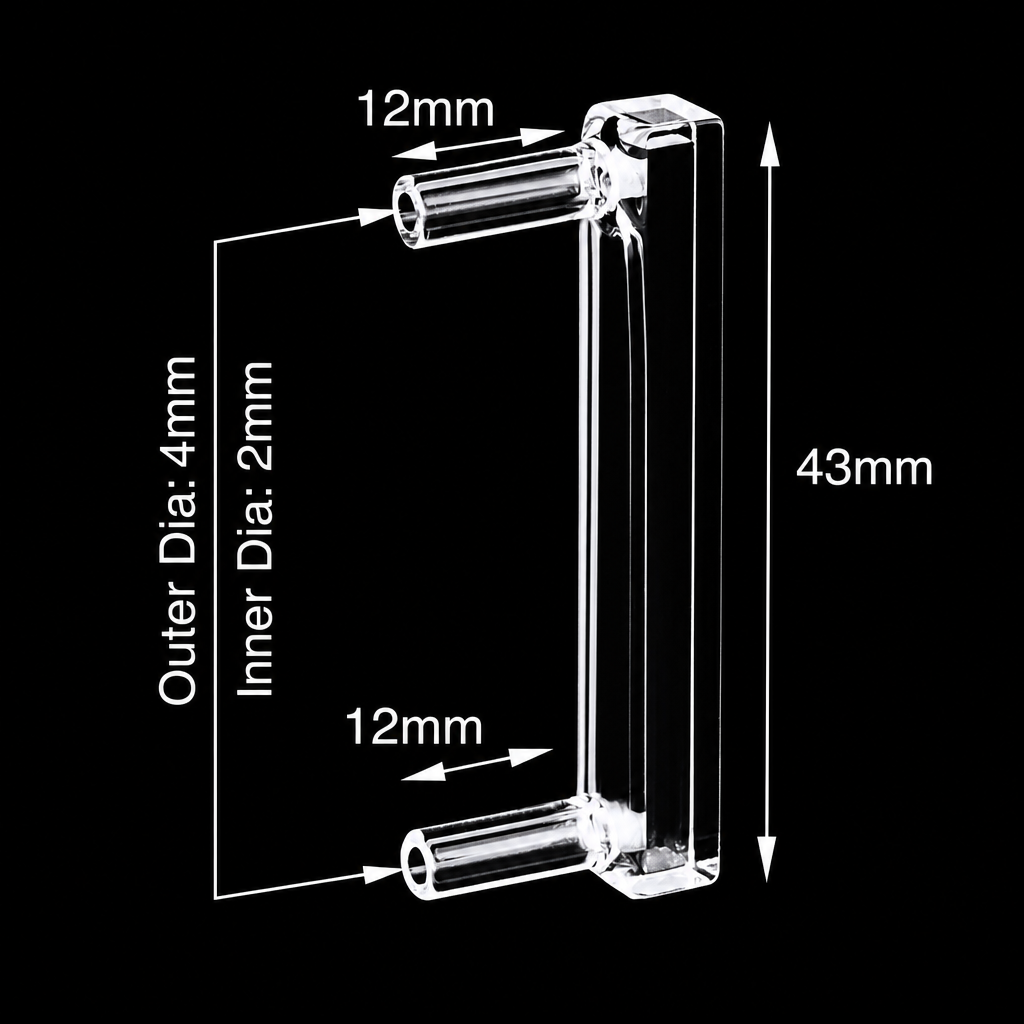 (MQQFC130) Square Quartz Flow Cell, 3 mm Path, 300 µL, 6 mm Tube Outer Diameter, 1 Piece