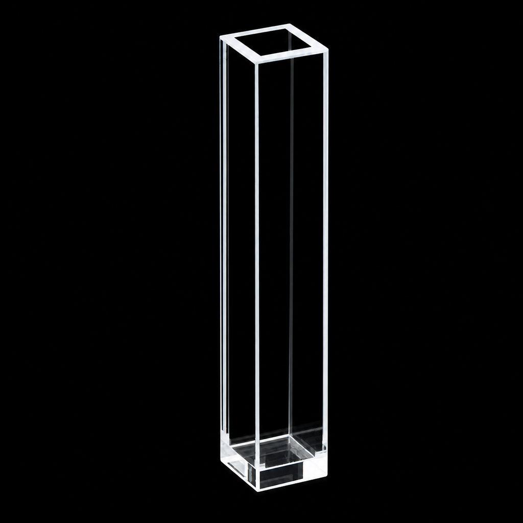 Quartz Fluorescence Cuvette, 6 mm, 1.2 mL, Quartz, JGS1, Molded 83, Optically Contacted One-Piece Construction, 1 Piece