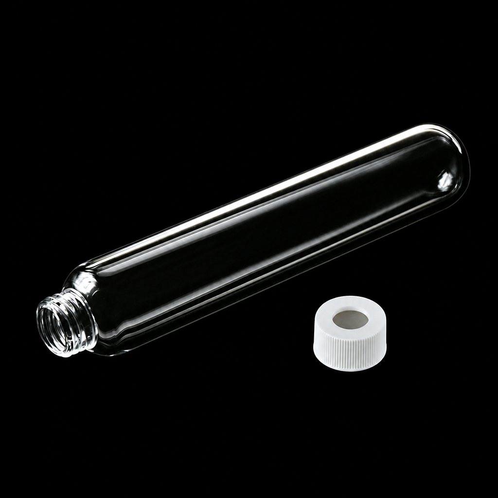 (MQQSV001) Quartz Screw-Top Vial, 150 mL, 205 mm Body Height, M24 Thread, 3 mm Wall, 1 Piece