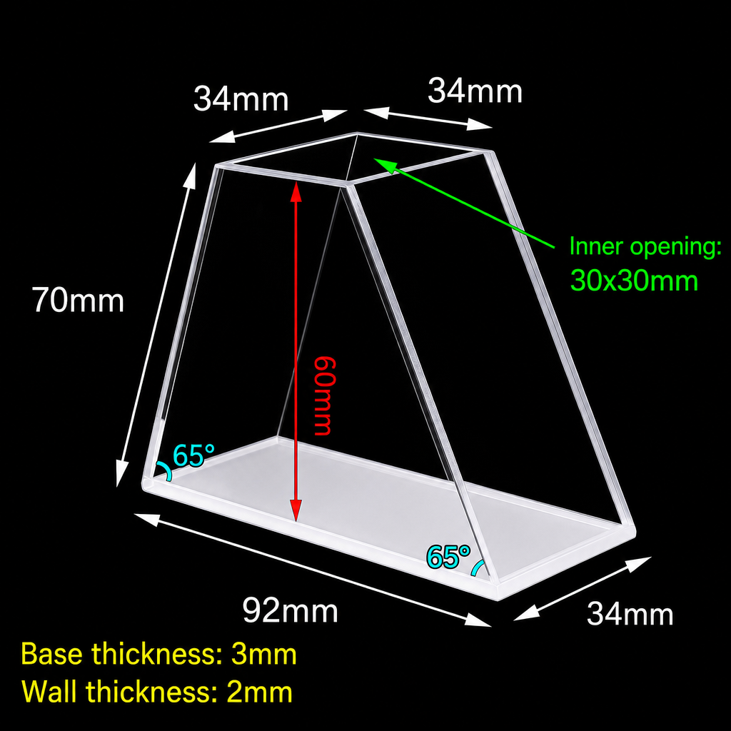 (MQQHC024) Four-Side Light-Transmission Quartz Trapezoidal Cuvette, 30 mm Path, 85 mL