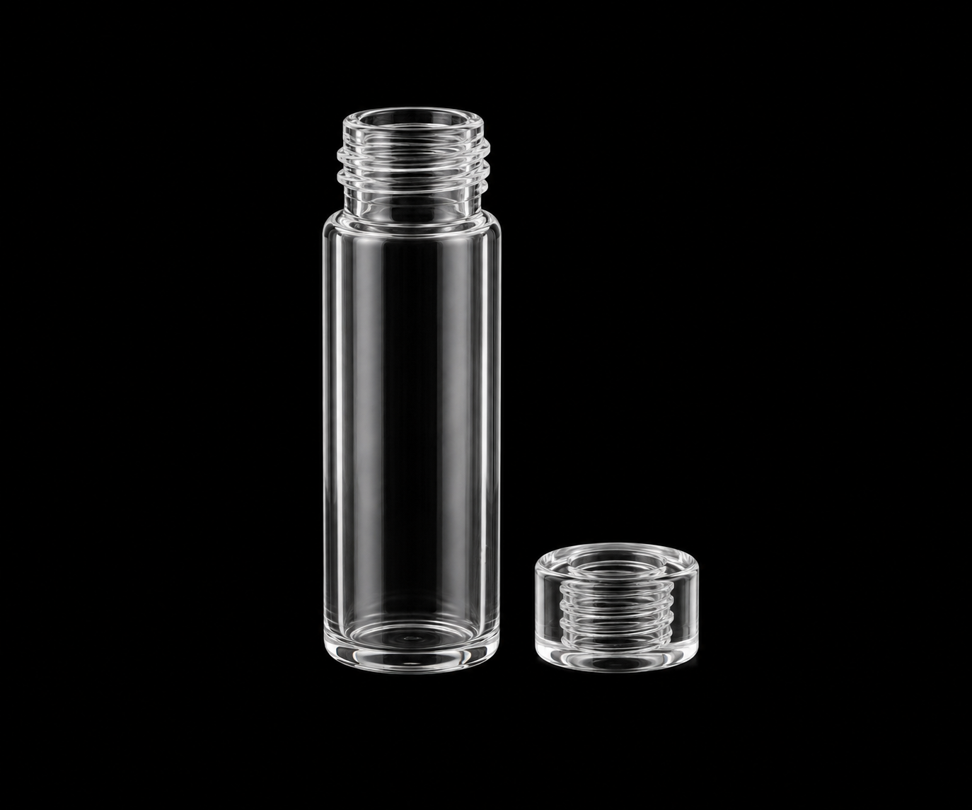 (MQSV-10-QCV) Quartz Screw Sample Vial with Quartz Cap, Volume: 10 mL, Size: 22 x 50 mm