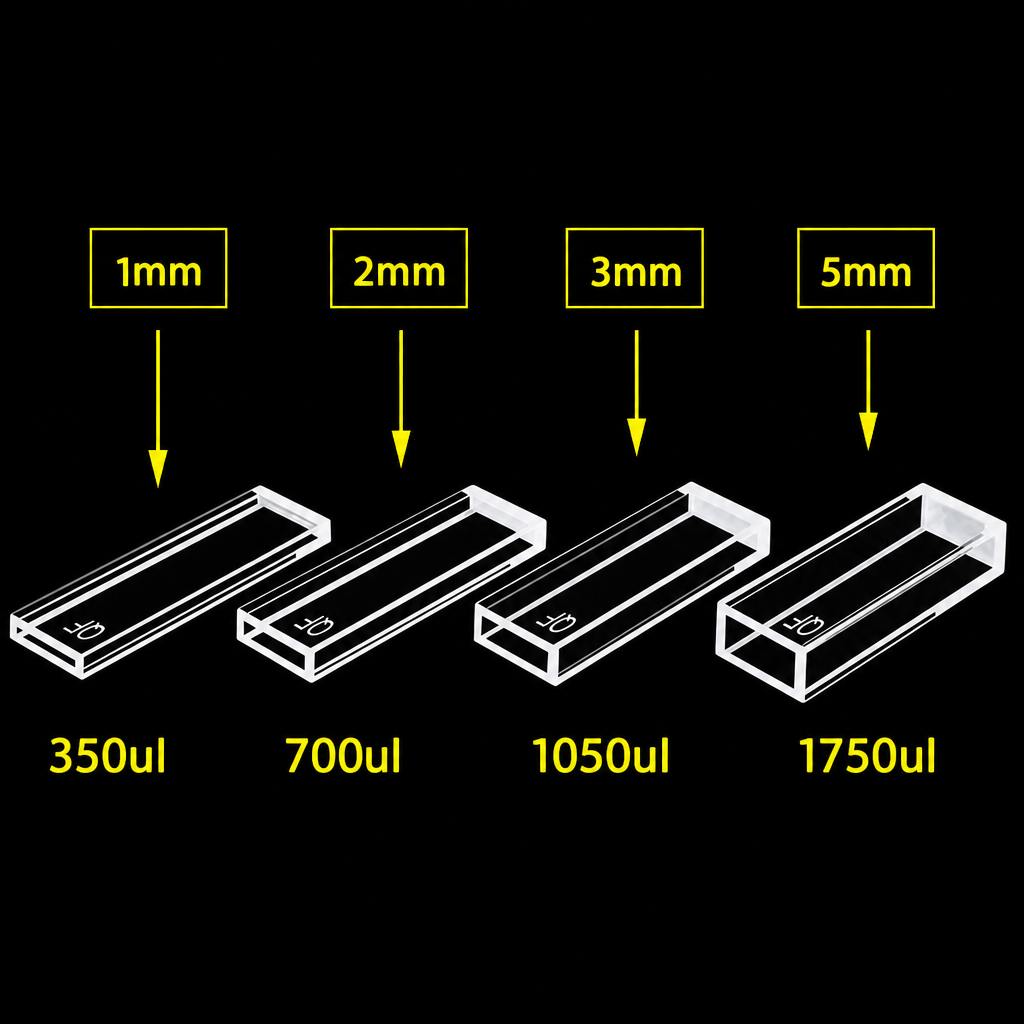(MQQFL044) Quartz Fluorescence Cuvette, 1 mm Selected Size, Four-Sided Light Transmission, 1 Piece