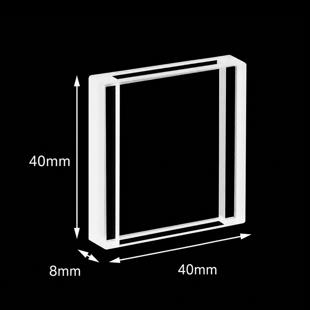(MQQFC018) Quartz Cuvette Sample Cell, Capacity: 3.6 mL, Dimensions: 30 × 3 × 40 mm, Two-Side Light-Transmitting Design, Adhesive-Bonded Construction, 1 Piece