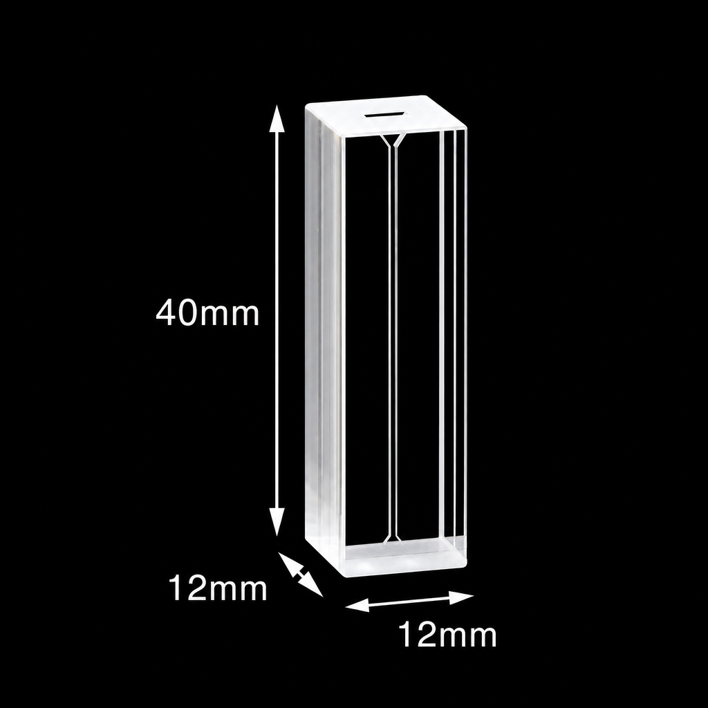 (MQQFC007) Quartz Flow Cell, Capacity: 14 µL, Dimensions: 0.6 × 0.6 × 40 mm, Four-Side Light-Transmitting Design, Adhesive-Bonded Construction, 1 Piece