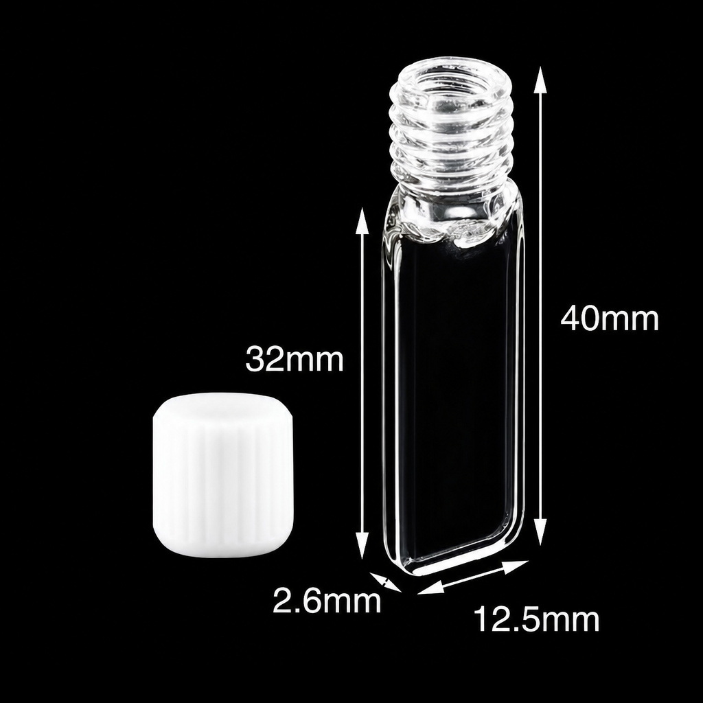 (MQQSC065) Quartz Short-Body Screw-Top Cuvette, 0.1 mm Path, 30 µL, Four-Side Light Transmission, 1 Piece