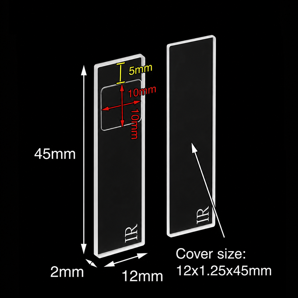 (MQQMC083) Detachable Quartz Cuvette, Capacity: 10 µL, Cover Plate Dimensions: 12 × 1.25 × 45 mm, Path Length: 0.1 mm