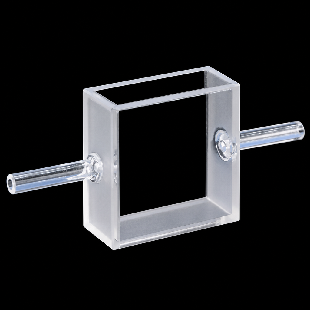 Quartz Flow Cell, 4 mm, 2 mm, 10/28 mm, 7.5 mL, JGS1, Four-Way Light, 1 Piece