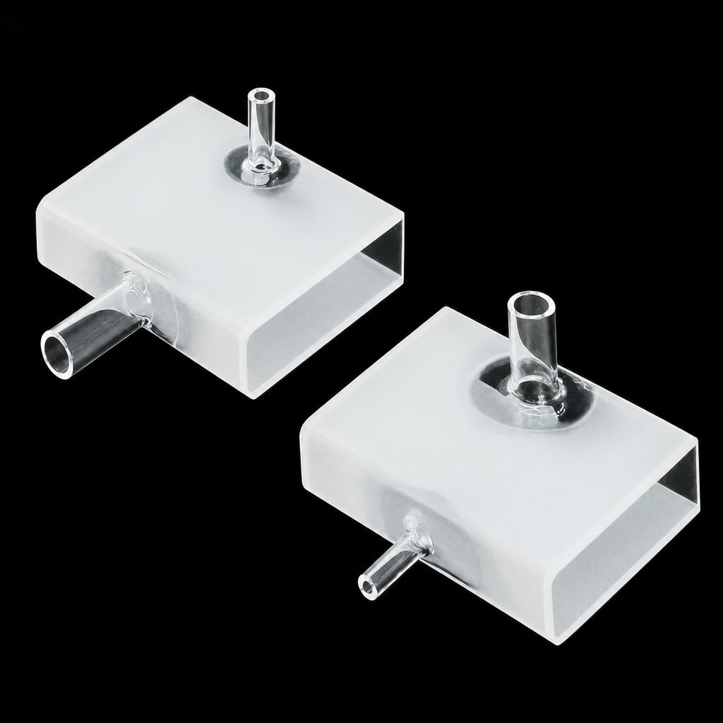 Quartz Flow Cell, 8 mm, 6 mm, 12.5 mm, 50 mm, 17.5 mL, Custom Size, Two-Way Light, 1 Piece