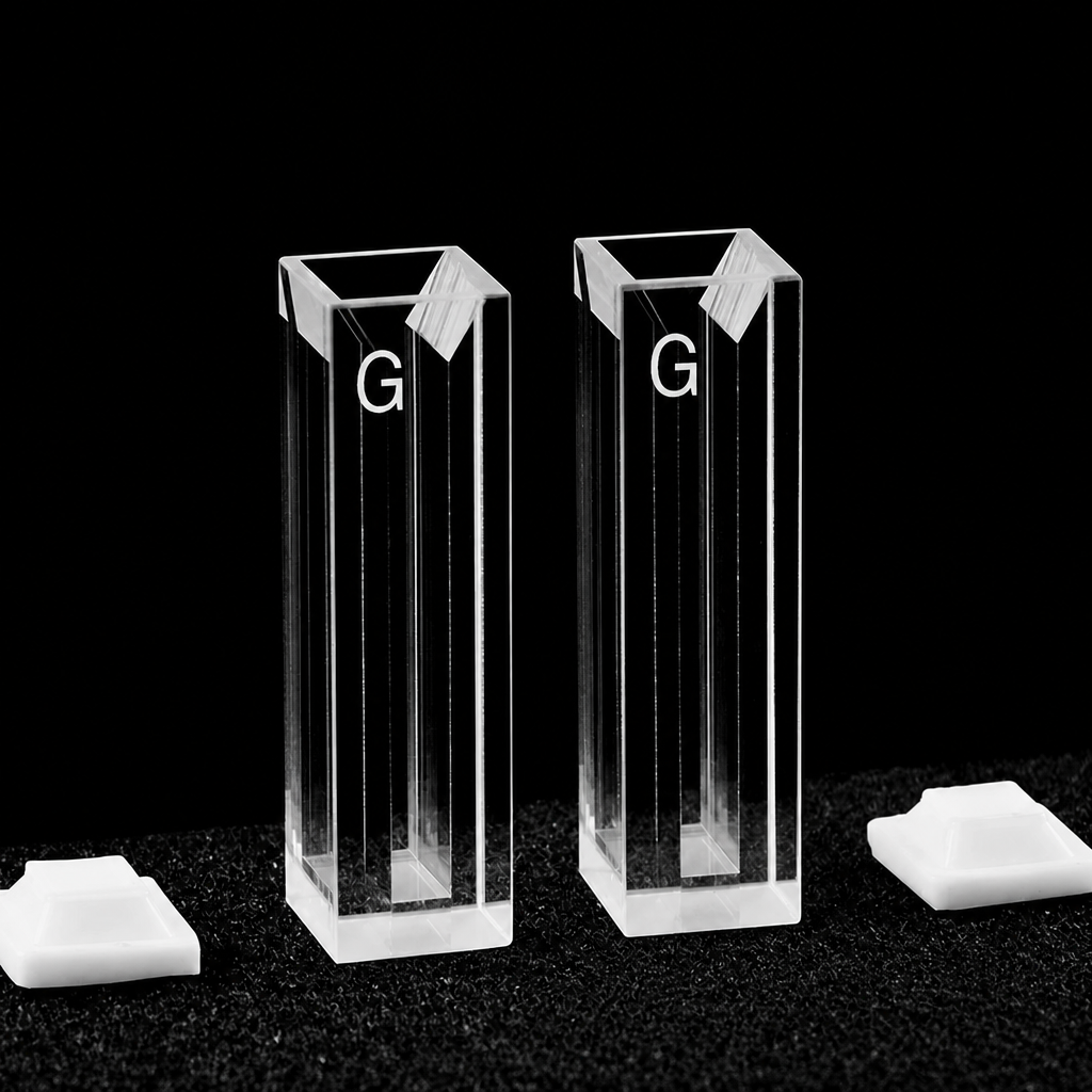 (MQQMC068) Glass Fluorescence Micro Cuvette, 10 mm Path, 4 mm Slit, 1.4 mL, Four-Way Light, Pack of 2