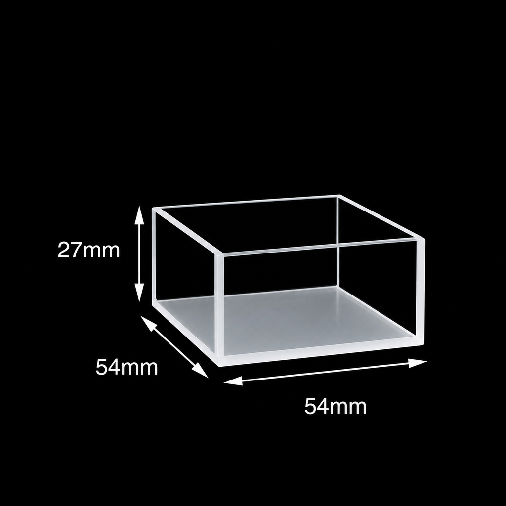 (MQQIR005) JGS3 Quartz Cuvette, 50 mm Optical Path, 50 mL, 54 × 54 × 27 mm, Four-Sided Light Transmission, 1 Piece