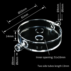(MQQFC120) Quartz Flow Cell, 10 mm path, Circular Chamber with Side Tubes
