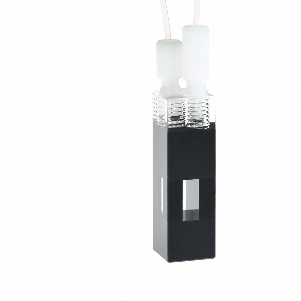 (MQQFL003) Quartz Fluorescence Flow Cell, 10 mm path length, 400 µL capacity, three-face light transmission, threaded connection, 1 piece