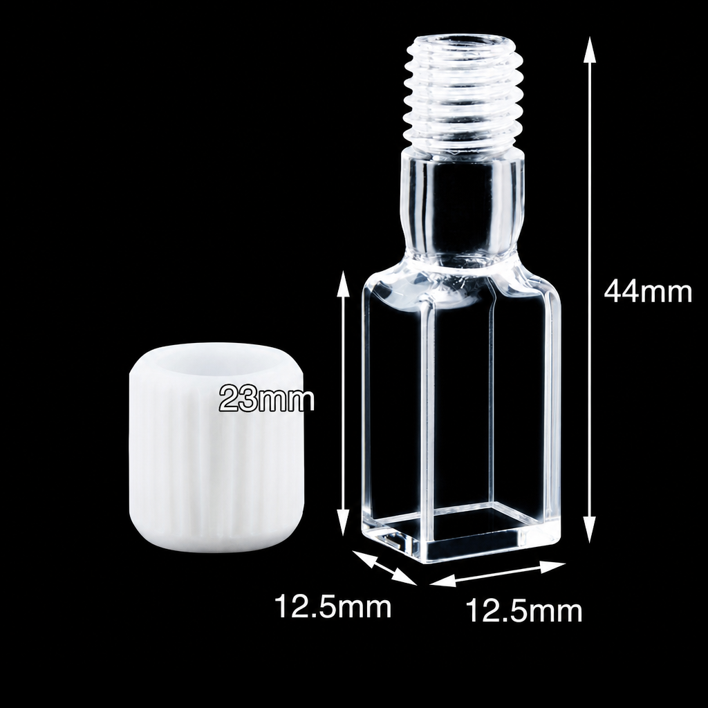 (MQQSC061) Quartz Short-Body Screw-Top Cuvette, 10 mm Path, 2 mL, Five-Side Light Transmission, 1 Piece