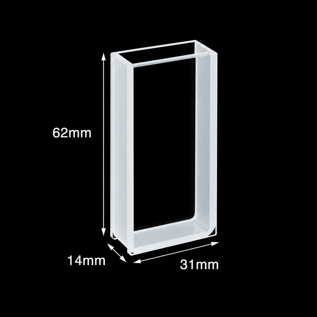 (MQQCM001) Cuvette, Dimensions: 27 × 10 × 60 mm, Capacity: 13 mL, Path Length: 10 mm, 1 Piece