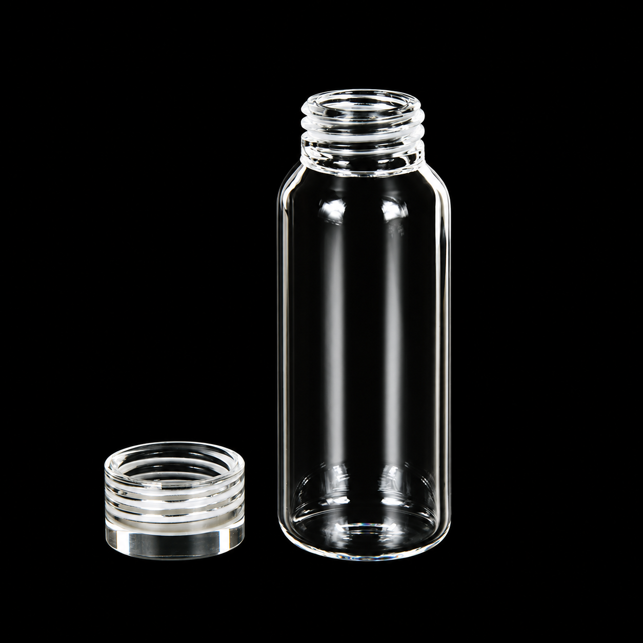 (MQSV-50-QCV) Quartz Screw Sample Vial with Quartz Cap, Volume: 50 mL, Size: 34 x 86 mm