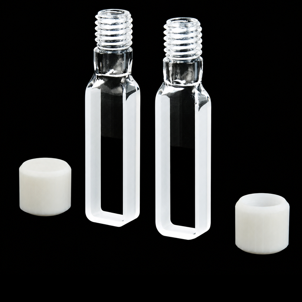 (MQQSC038) Quartz Screw-Top Cuvette, 5 mm Path, 1.75 mL, Two-Side Light Transmission, 2 Pieces