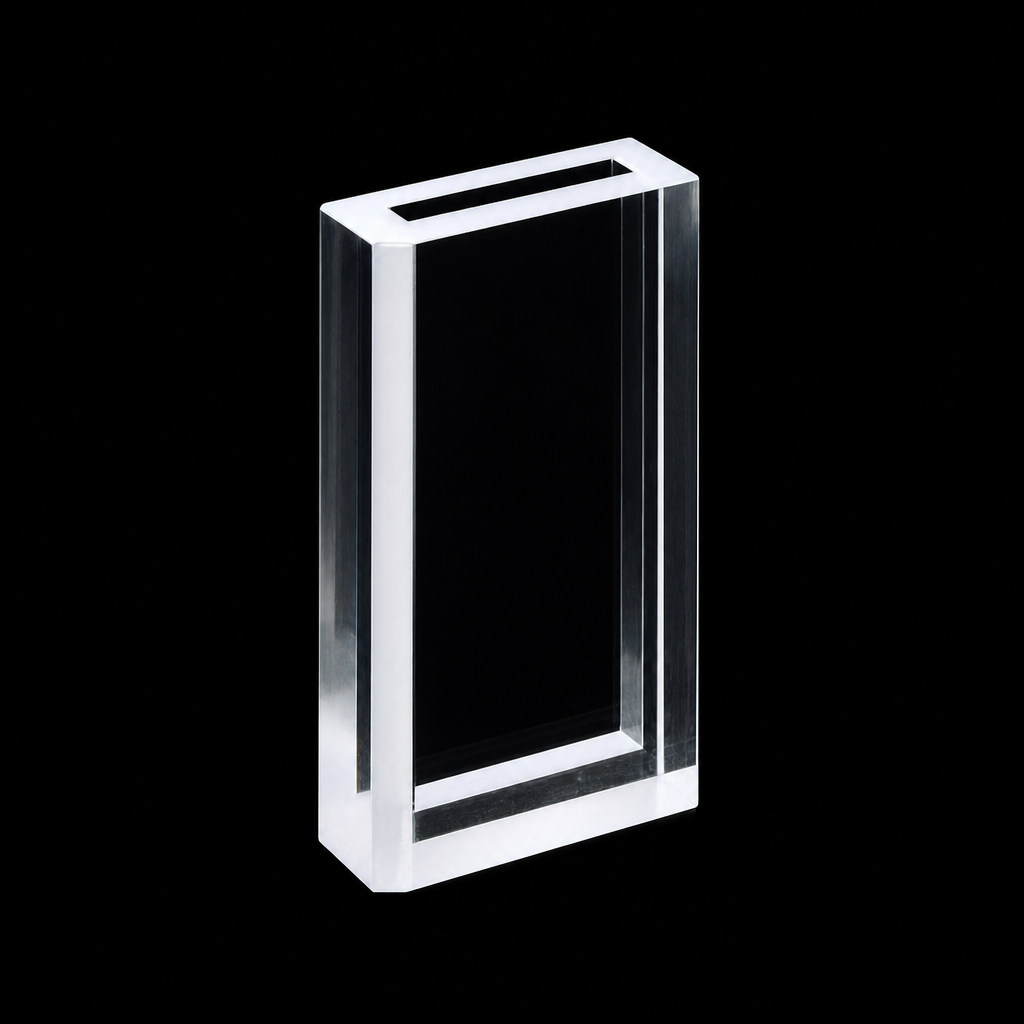 (MQQPA018) Particle Analysis Sample Cell, 63 mm, 4/25 mm Path Length, 25 × 4 × 57 mm, JGS1, Four-Way Light, 1 Piece