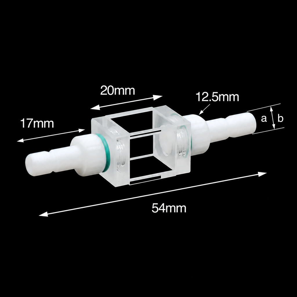 White threaded flow cuvette connector