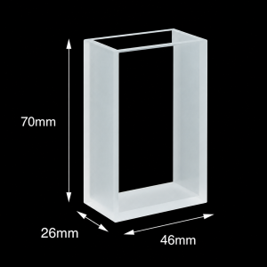 (MQQLW007) Quartz Large-Window Cuvette, 20 mm path, 54 mL nominal capacity, Large Rectangular Optical Faces