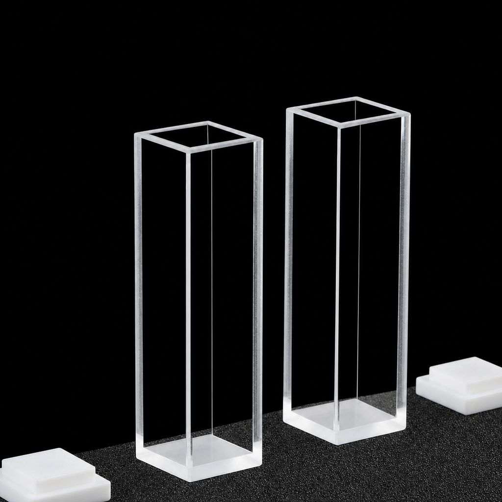 (MQQPA002) Glass Cuvette Sample Cell, Four-Side Light-Transmitting Design, Integrated One-Piece Construction, 2 Pieces