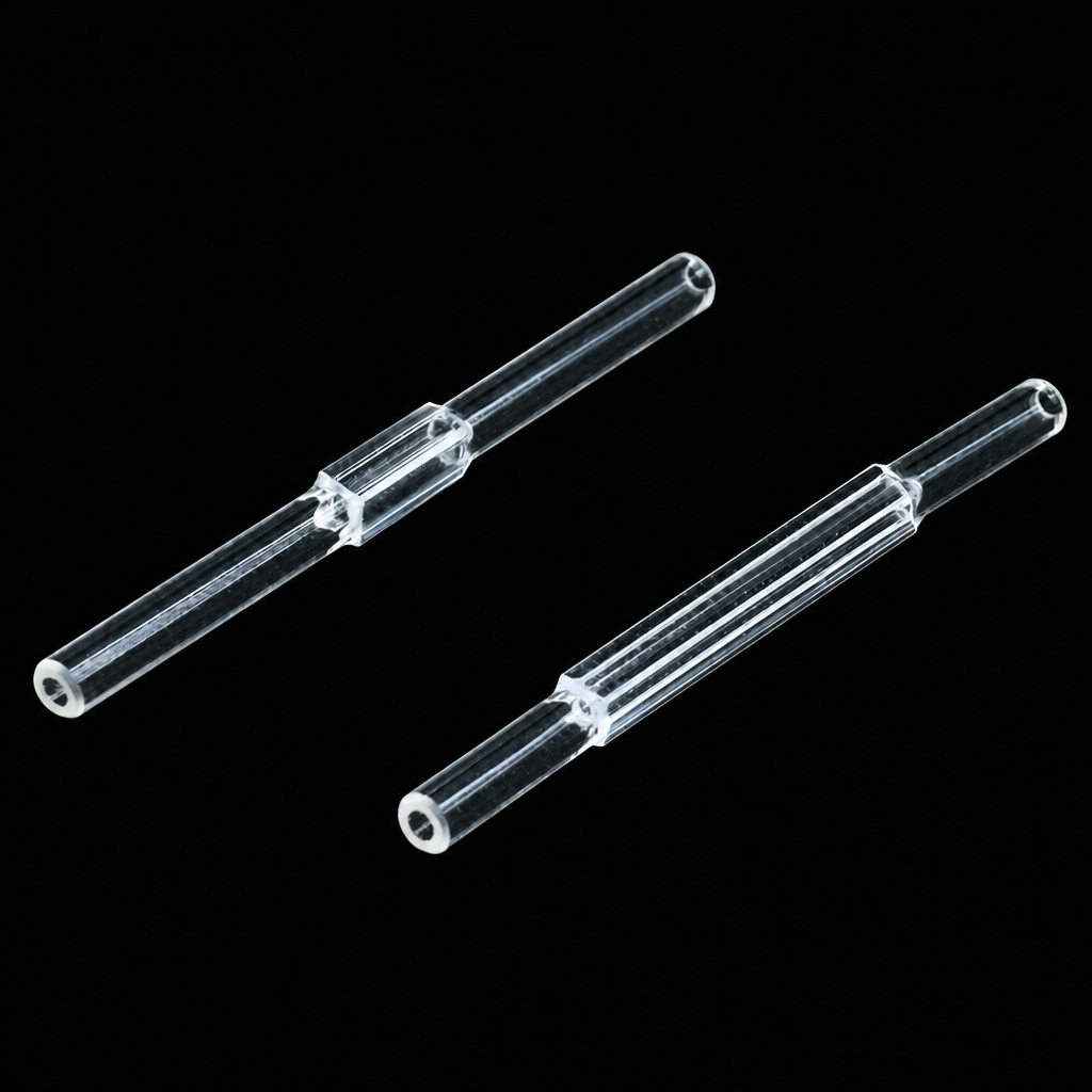 (MQQFL010) Quartz Fluorescence Cuvette, 2 mm Path Length, 4 mm OD, 2 mm ID, 60 mm Overall Length, 40 µL, 2 × 2 mm, Custom Size, Four-Way Light, Standard 80, Adhesive-Bonded, 1 Piece