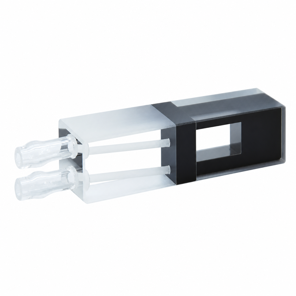 (MQQFC086) Quartz Micro Flow Cell, Window Dimensions: 6.5 × 10 mm, Two-Side Light-Transmitting Design