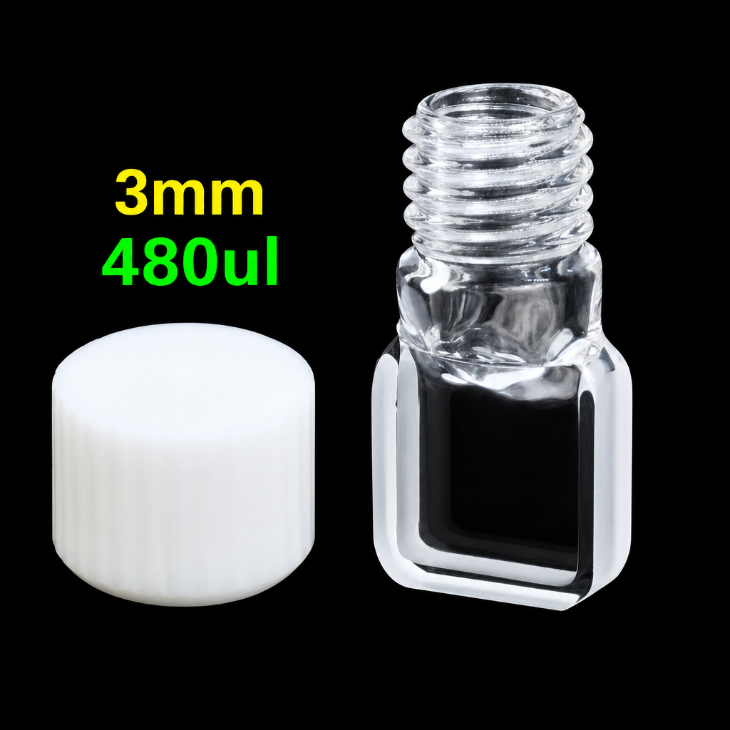 (MQQSC028) Quartz Screw-Top Cuvette, 480 µL, 3 mm Path, 15 × 5 × 13 mm Body