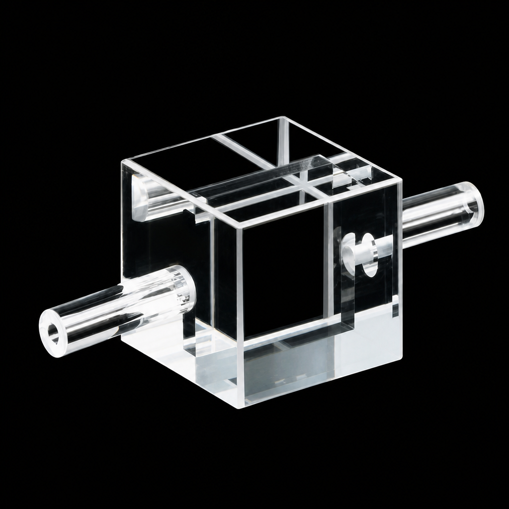 (MQQFC067) Quartz Fluorescence Flow Cell, 10/1.5 mm dual-path specification, 150 µL capacity, four-side light transmission, 1 piece