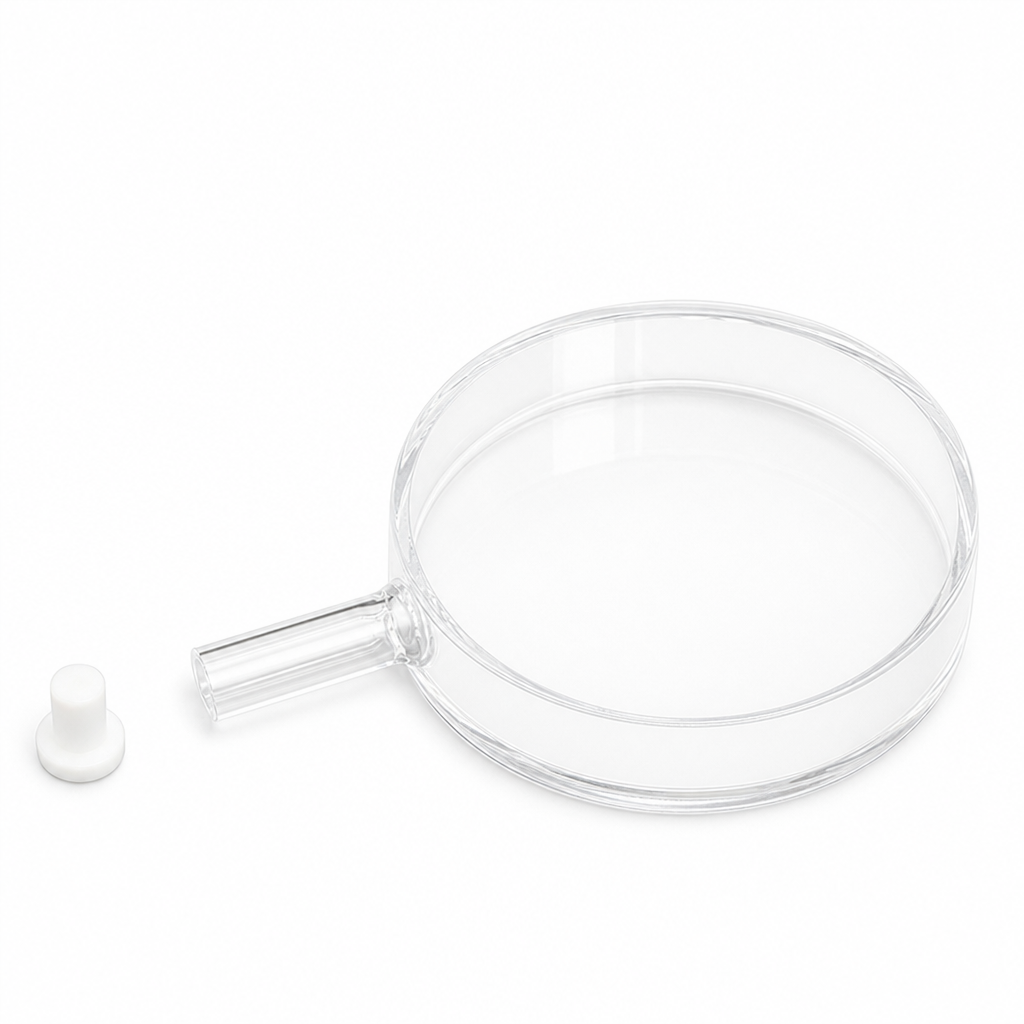 Quartz Atomic Vapor Cell, 10 mm, 20 mL, 14 mm, Quartz, 10 mm, Ø55 mm, Custom Size, 1 Piece