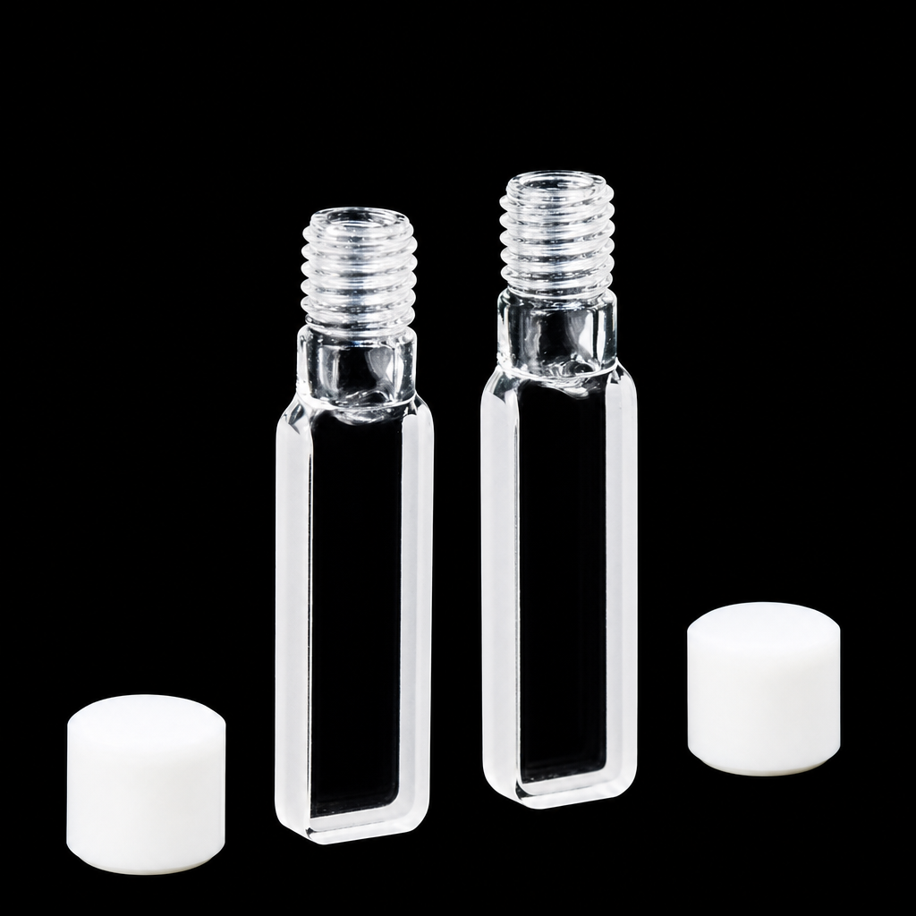 Quartz Screw-Top Cuvette, 3 mm Path, 1.05 mL, Two-Side Transmission, 2-Pack