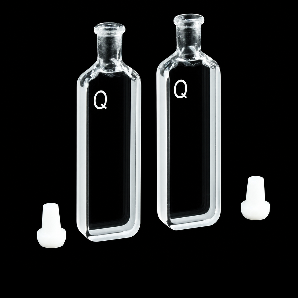 (MQQST002) Quartz Cuvette, Path Length: 3 mm, Capacity: 1050 µL, Two-Side Light-Transmitting Design, With Stopper, 2 Pieces
