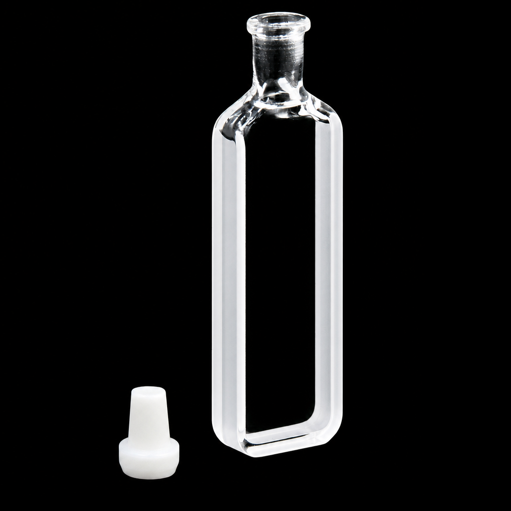 (MQQST001) Quartz Cuvette, Path Length: 3 mm, Two-Side Light-Transmitting Design, Optical-Cement-Bonded Integrated Construction, With Stopper, 1 Piece