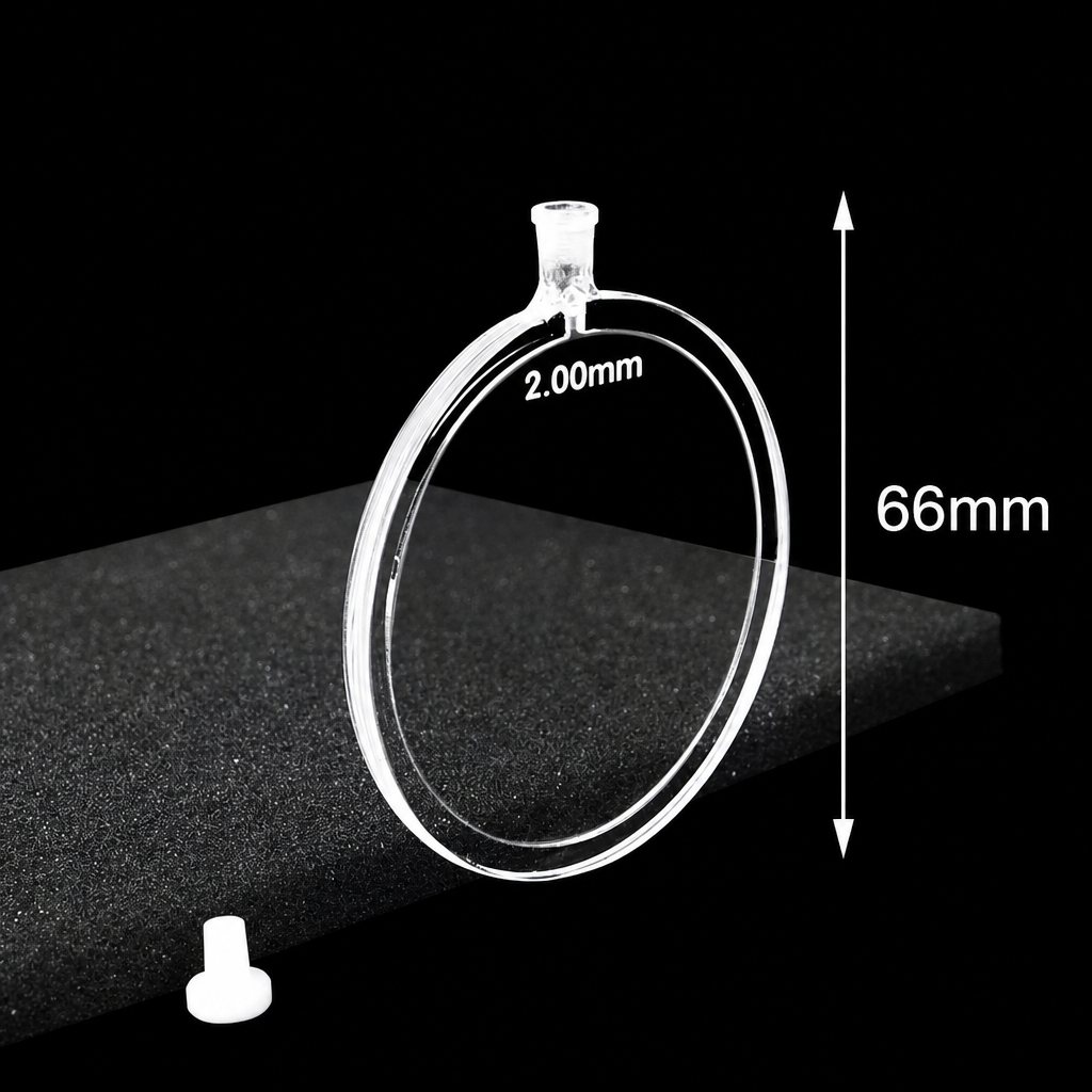 (MQQST012) Stoppered Cylindrical Quartz Cuvette, 2 mm Path, 66 mm Body Height, 69 mm Overall Height, 1 Piece