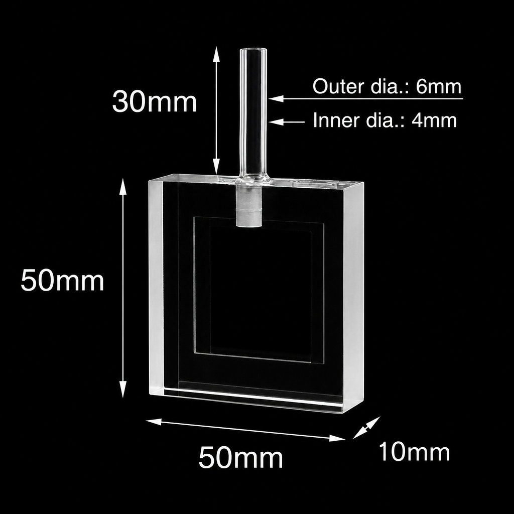 (MQAVC006) Quartz Fluorescence Atomic Cell, 1 mm Path, 720 µL, 50 × 50 mm Body, 1 Piece