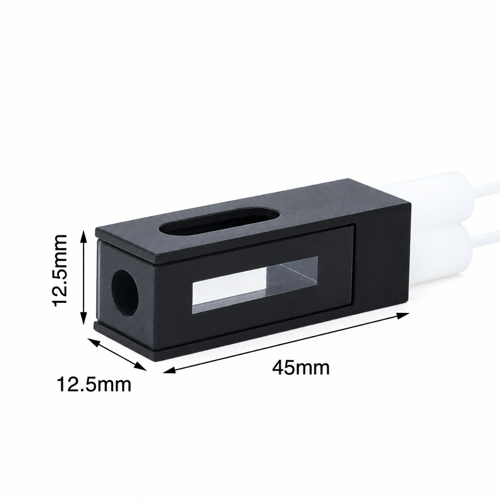 Quartz Fluorescence Flow Cell, 600 µL, 10 mm Path, 3.5 × 17.5 mm Window