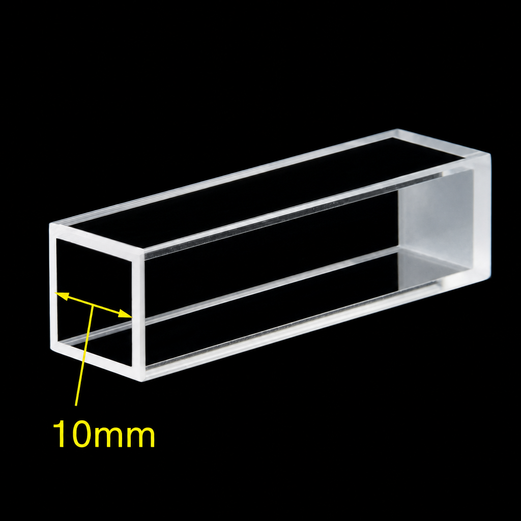 (MQQPA006) Glass Cuvette Sample Cell, Four-Way Optical Configuration, Integrated One-Piece Construction