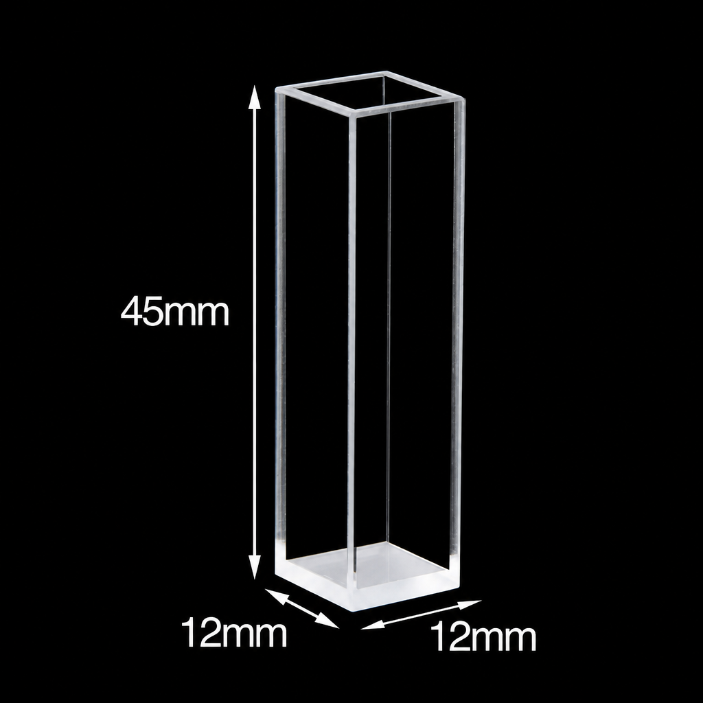 (MQQPA006) Glass Cuvette Sample Cell, Four-Way Optical Configuration, Integrated One-Piece Construction