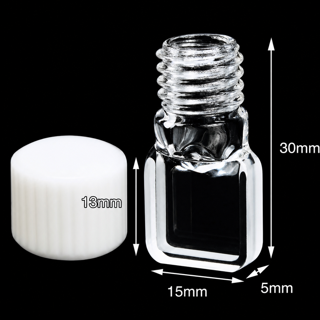 (MQQSC053) Quartz Screw-Top Cuvette, 3 mm Path, 480 µL, Two-Side Light Transmission, 1 Piece