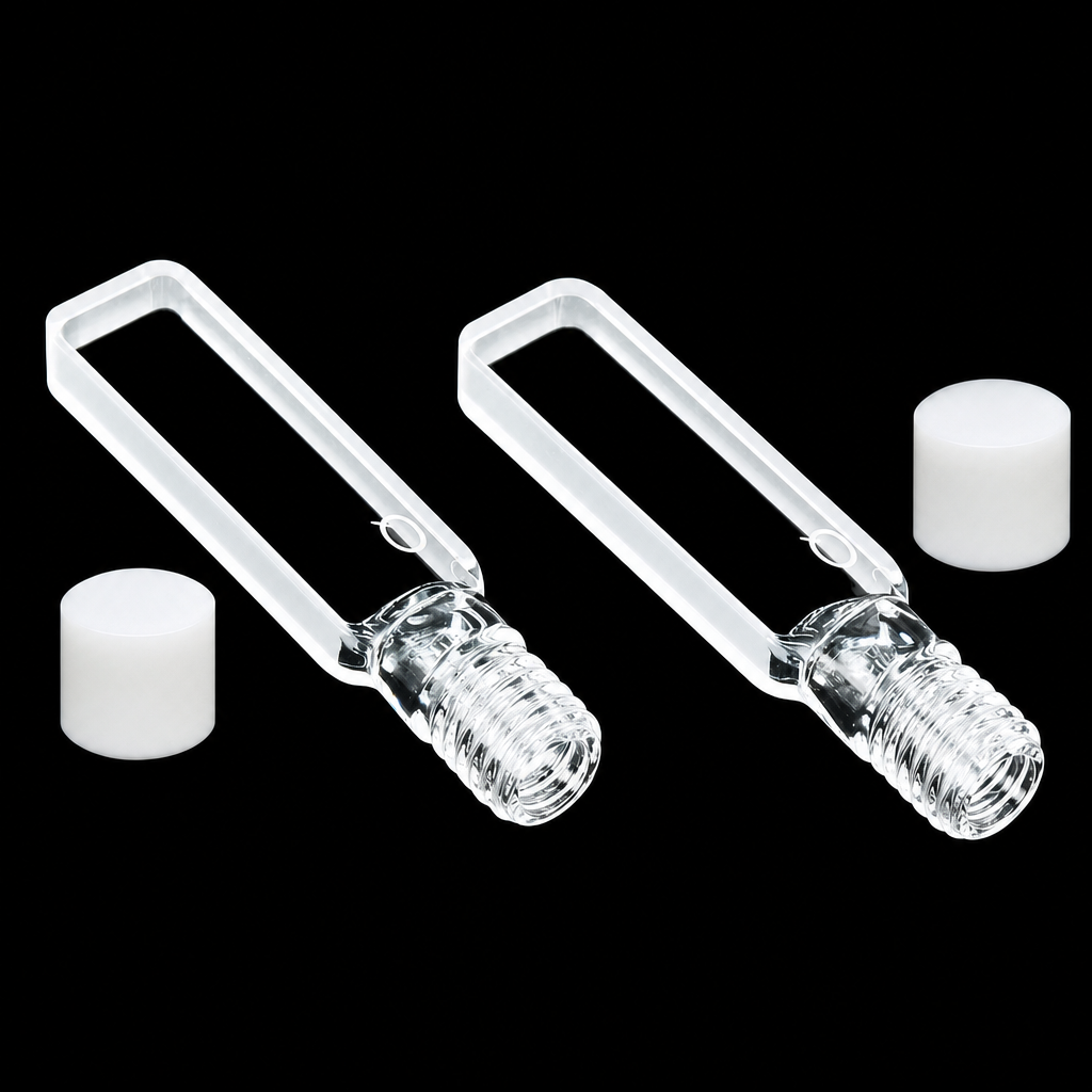 Quartz Screw-Top Cuvette, 3 mm Path, 1.05 mL, Two-Side Transmission, 2-Pack