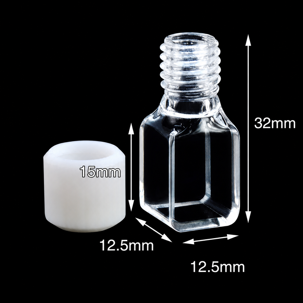 (MQQSC056) Quartz Short-Body Screw-Top Cuvette, 10 mm Path, 1.7 mL, Four-Side Light Transmission, 1 Piece