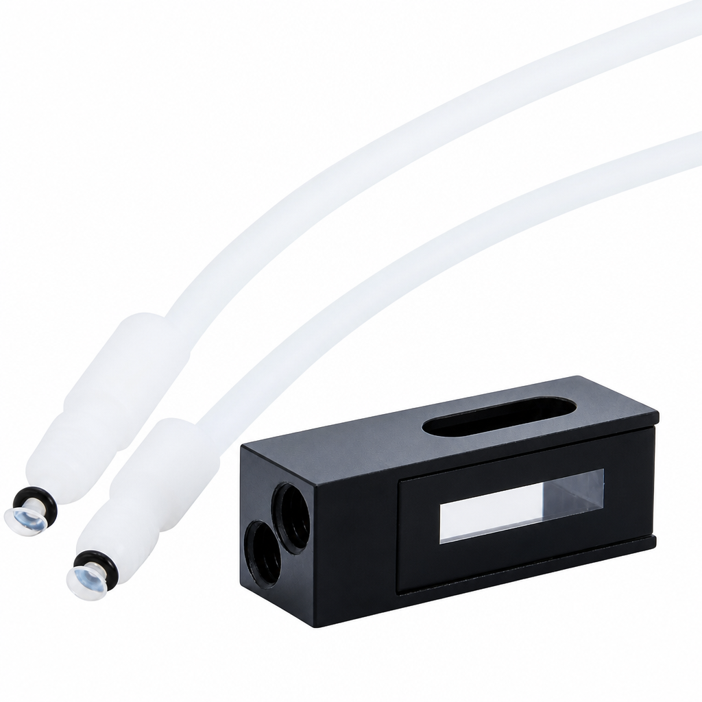 Quartz Fluorescence Flow Cell, 600 µL, 10 mm Path, 3.5 × 17.5 mm Window