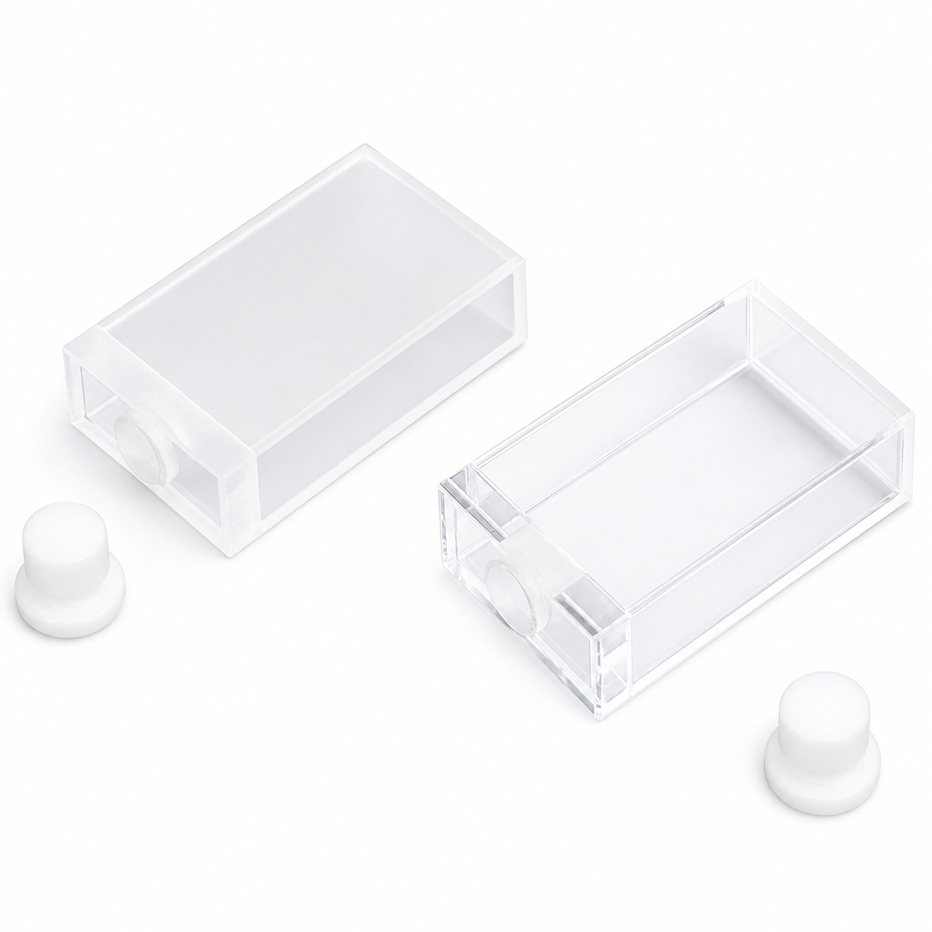 Stoppered Quartz Cuvette, 25/10 mm, 9 mL, Quartz, With Stopper, 25 mm, Four-Way Light, 1 Piece