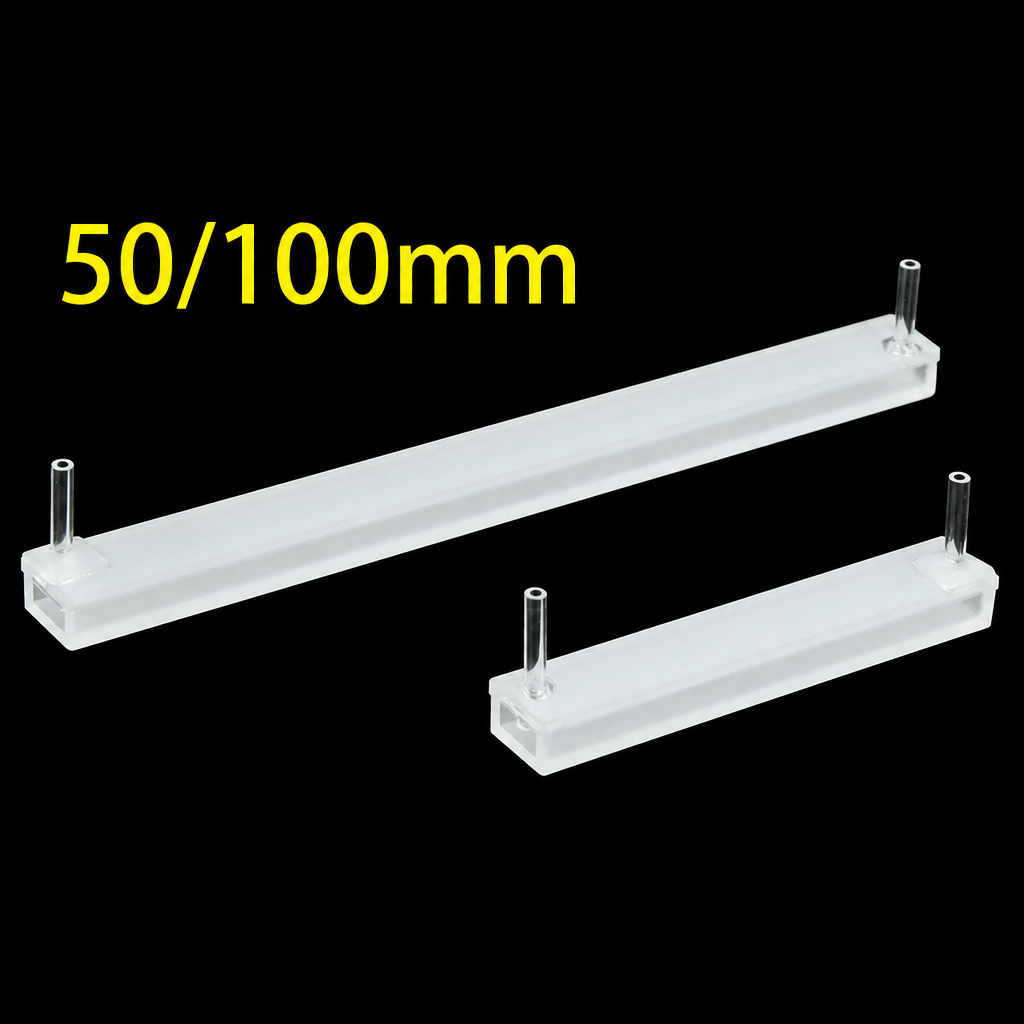 (MQQFC075) Quartz Flow Cell, 100 mm Path Length, 1.4 mL, 2 mm OD, 1 mm ID, Two-Way Light, 1 Piece