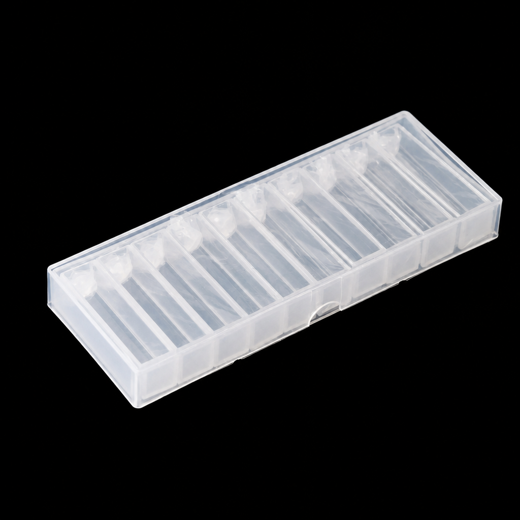 (MQQFL075) Glass Fluorescence Cuvette, 10 mm Path Length, 3.5 mL, With Lid, Flat Bottom, Four-Way Light, Fused One-Piece Construction, Pack of 10